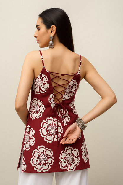 Maroon Criss Cross Kurti