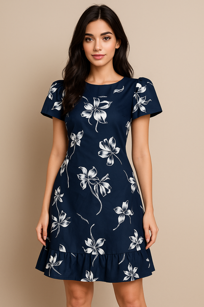 Dark blue floral dress combo