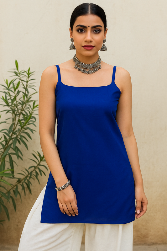 Royal blue noodle strap kurti