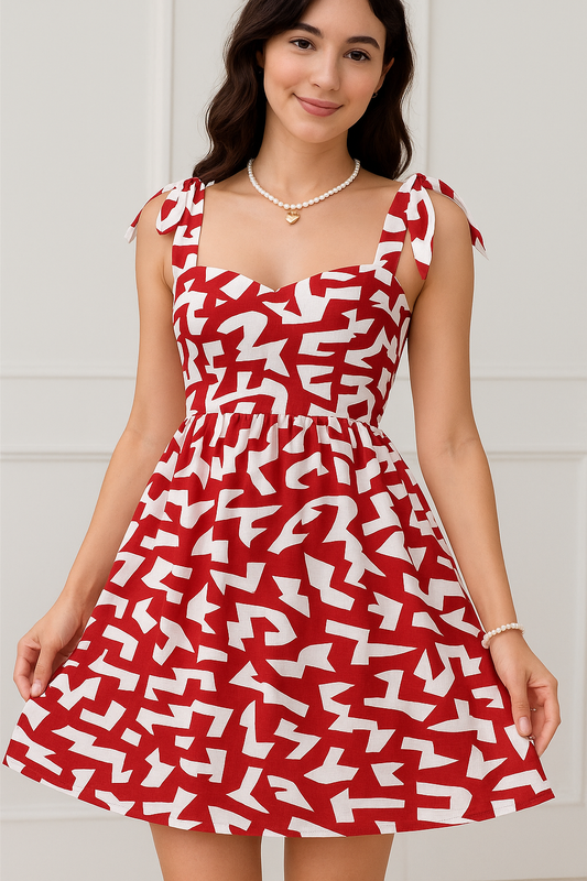 Scarlet Script Tie-Strap Dress