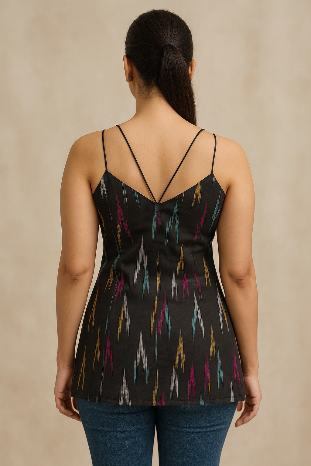 Double noodle straps black kurti