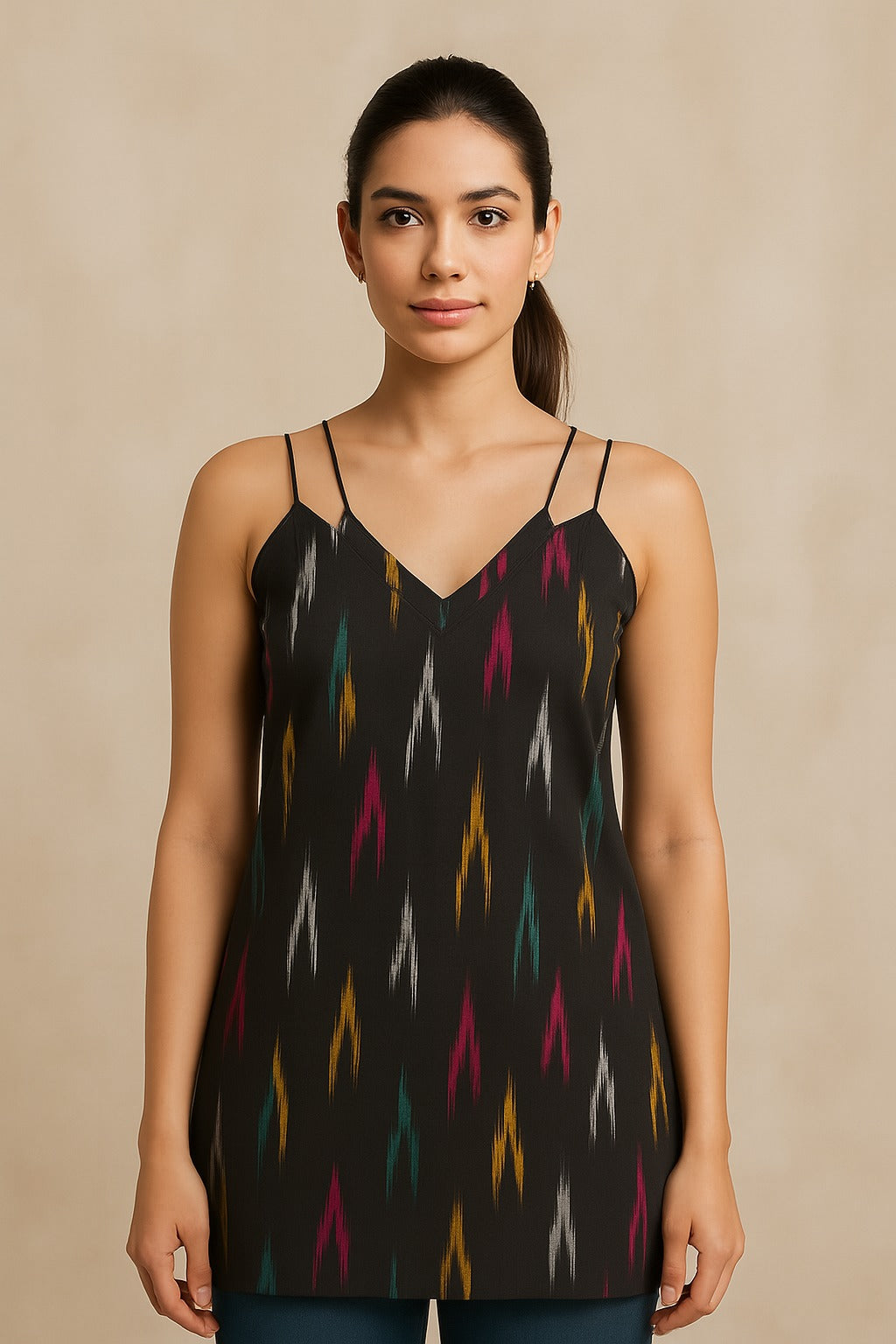 Double noodle straps black kurti
