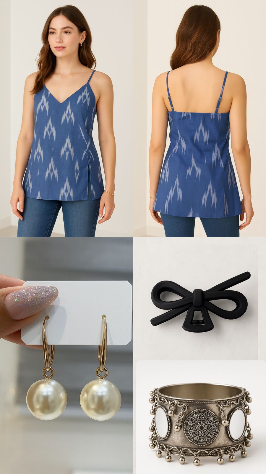 Blue Side slit kurti combo