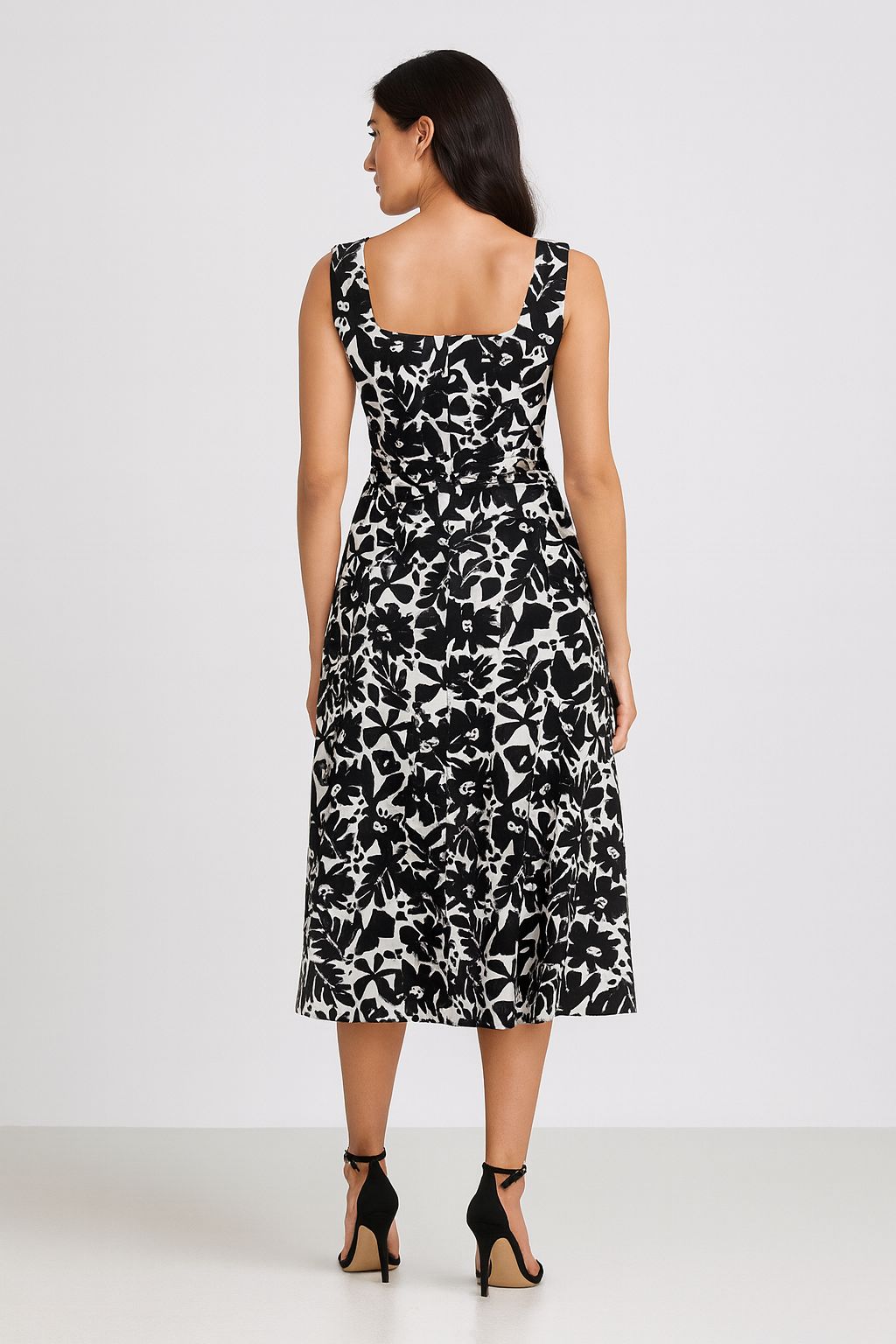 Black & White Vintage Slit Dress