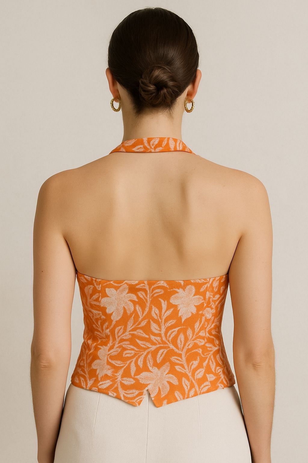Orange printed waist coat